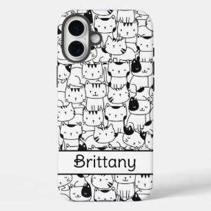 Cute Black And White Cats iPhone 16 Plus Case