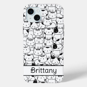 Cute Black And White Cats iPhone 15 Mini Case