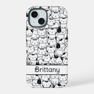 Cute Black And White Cats iPhone 15 Case