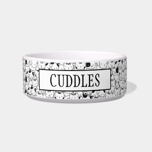 Cute Black And White Cats Personalised Bowl