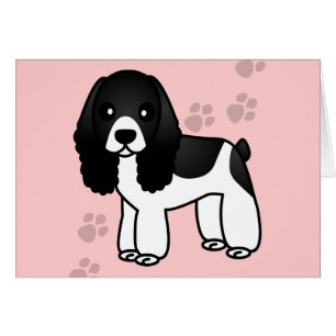 Cute Black and White Cocker Spaniel Cartoon