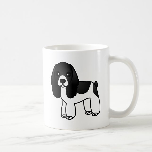 Cute Black and White Cocker Spaniel Cartoon Coffee Mug (Right)