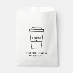 Cute Black and White Coffee Cup Coffee Shop Favour Bag