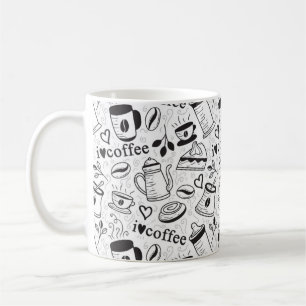 Cute Black and White Coffee Lovers I Love Coffee Mug