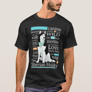 Cute Black And White Coloured Siberian Husky T-Shirt