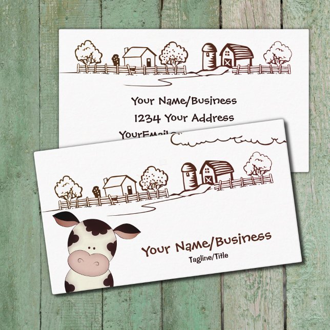 Cute Black and White Cow Barnyard Farm Business Card (Creator Uploaded)