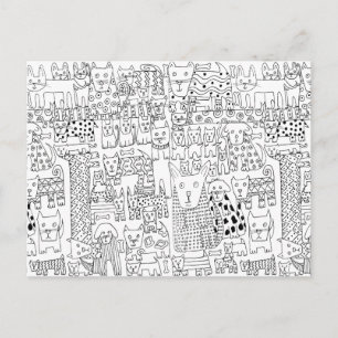Cute Black and White Dog Puppy Pattern Postcard