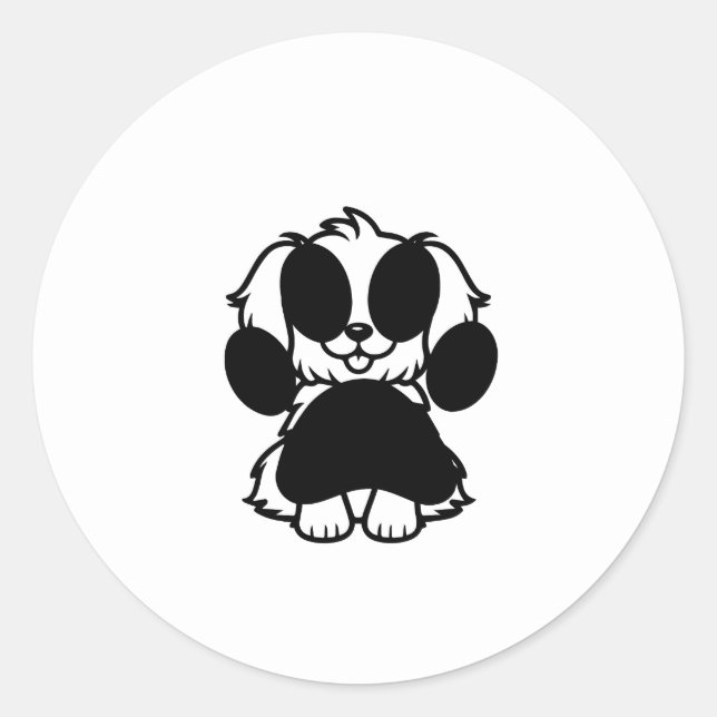 Cute Black and White Dog Sticker (Front)