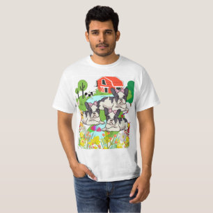Cute Black And White Dogs Whimsical Design T-Shirt