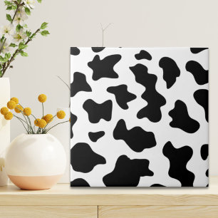 cute  black and white farm dairy cow print ceramic tile