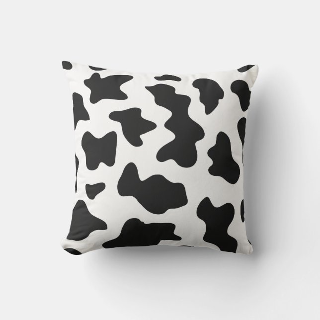 cute  black and white farm dairy cow print cushion (Front)
