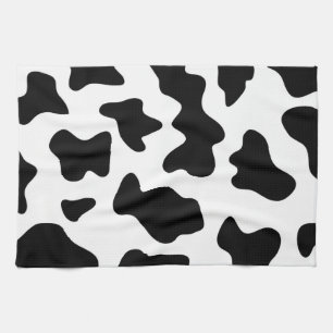 cute  black and white farm dairy cow print tea towel