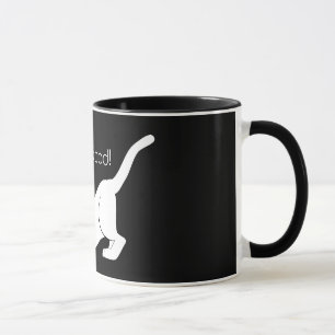 Cute Black and White Feline Good Cat Stretch Mug