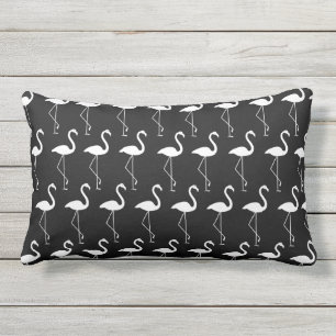Cute Black and White Flamingos Lumbar Cushion