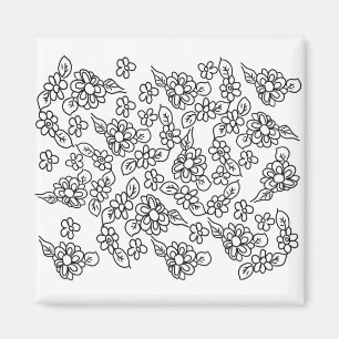 Cute black and white floral pattern magnet