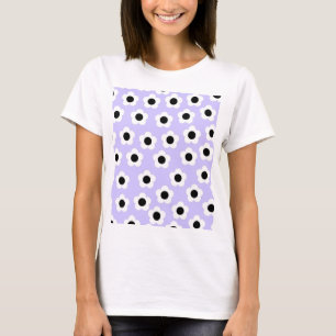 Cute Black and White Flower With Blue Background T-Shirt