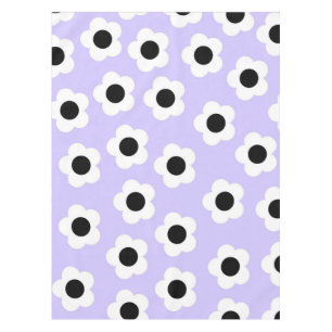 Cute Black and White Flower With Blue Background Tablecloth