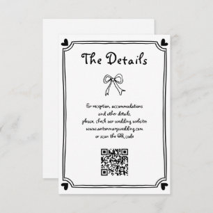 Cute Black and white Hand drawn scribble wedding Enclosure Card