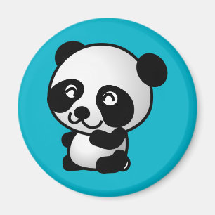 Cute black and white happy panda bear magnet