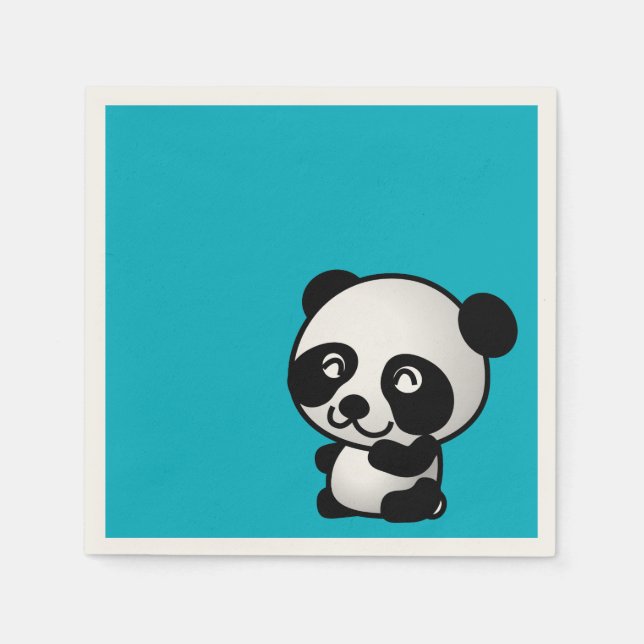 Cute black and white happy panda bear napkin (Front)