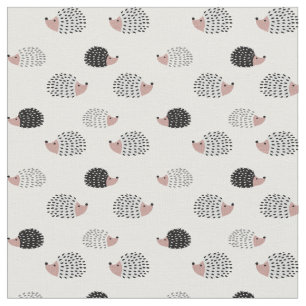 Cute black and white hedgehog pattern fabric