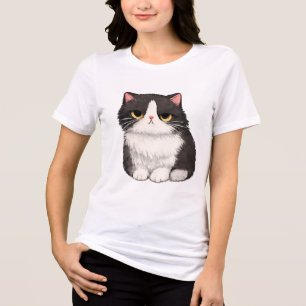 Cute Black and White Kitten Tri-Blend Shirt