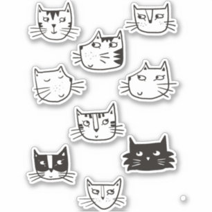 Cute Black and White Kitty Cat Sticker