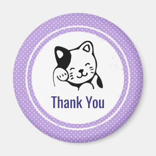 Cute Black and White Kitty Cat Waving Hello Magnet