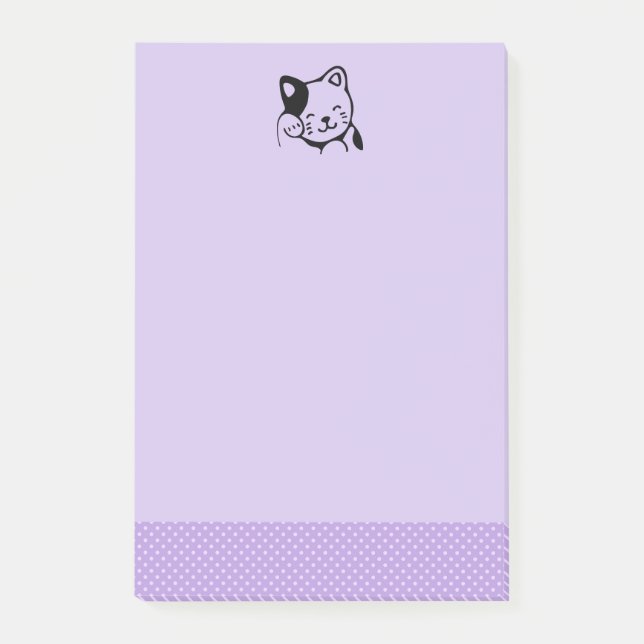 Cute Black and White Kitty Cat Waving Hello Post-it Notes (Front)
