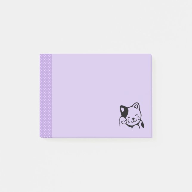 Cute Black and White Kitty Cat Waving Hello Post-it Notes (Front)