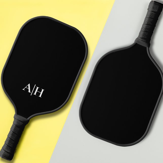 Cute Black and White , Modern Monogram Pickleball Paddle (Creator Uploaded)