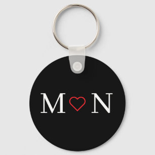 Cute Black and White Monogrammed Key Ring