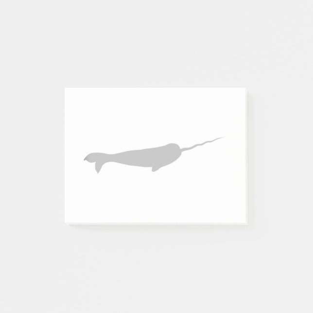 Cute Black and White Narwhal Silhouette Post-it Notes (Front)