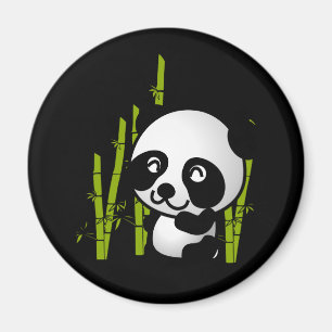 Cute black and white panda bear in a bamboo grove. magnet