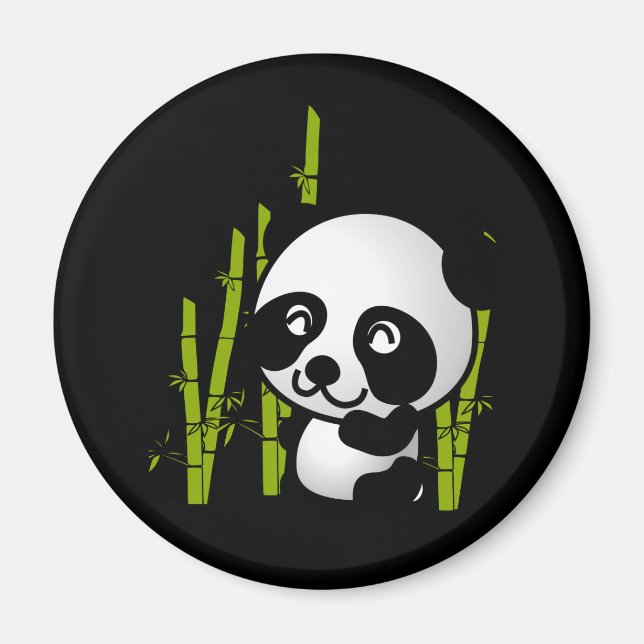 Cute black and white panda bear in a bamboo grove. magnet (Front)
