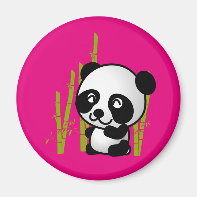 Cute black and white panda bear in a bamboo grove. magnet (Front)