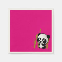 Cute black and white panda bear in a bamboo grove.