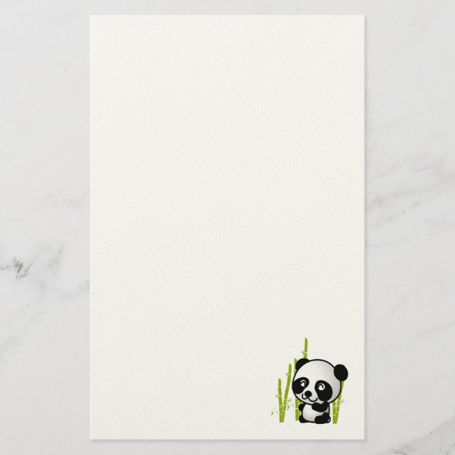 Cute black and white panda bear in a bamboo grove. stationery (Front)