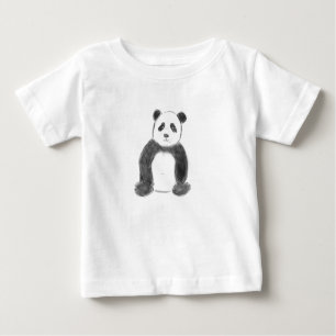 Cute black and white panda sketch baby T-Shirt