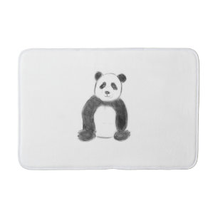 Cute black and white panda sketch bath mat