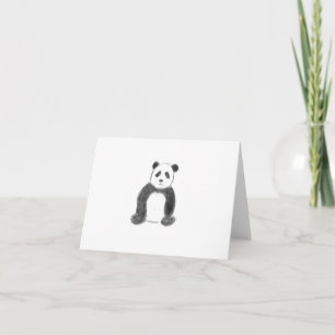 Cute black and white panda sketch card