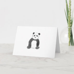 Cute black and white panda sketch card