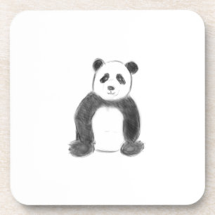 Cute black and white panda sketch coaster