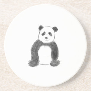 Cute black and white panda sketch coaster