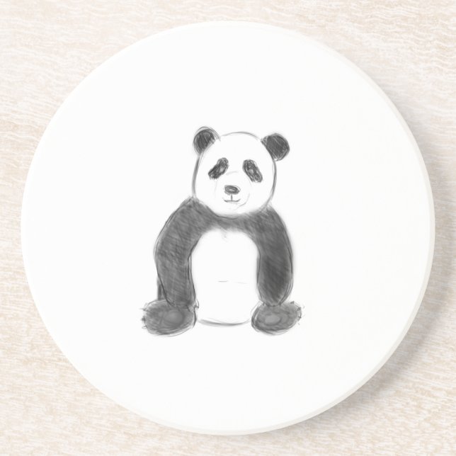 Cute black and white panda sketch coaster (Front)
