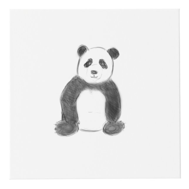 Cute black and white panda sketch cube (Front)