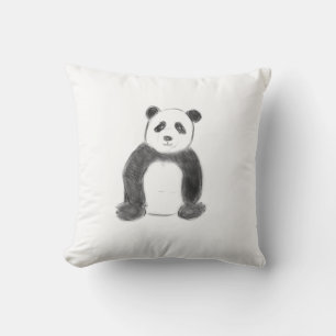 Cute black and white panda sketch cushion