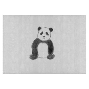 Cute black and white panda sketch cutting board