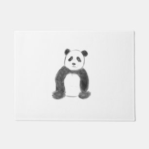 Cute black and white panda sketch doormat