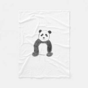 Cute black and white panda sketch fleece blanket
